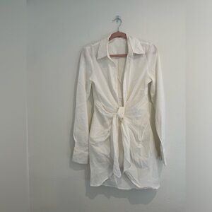 Choosy - Tie Front Shirt Dress - White - Size 4